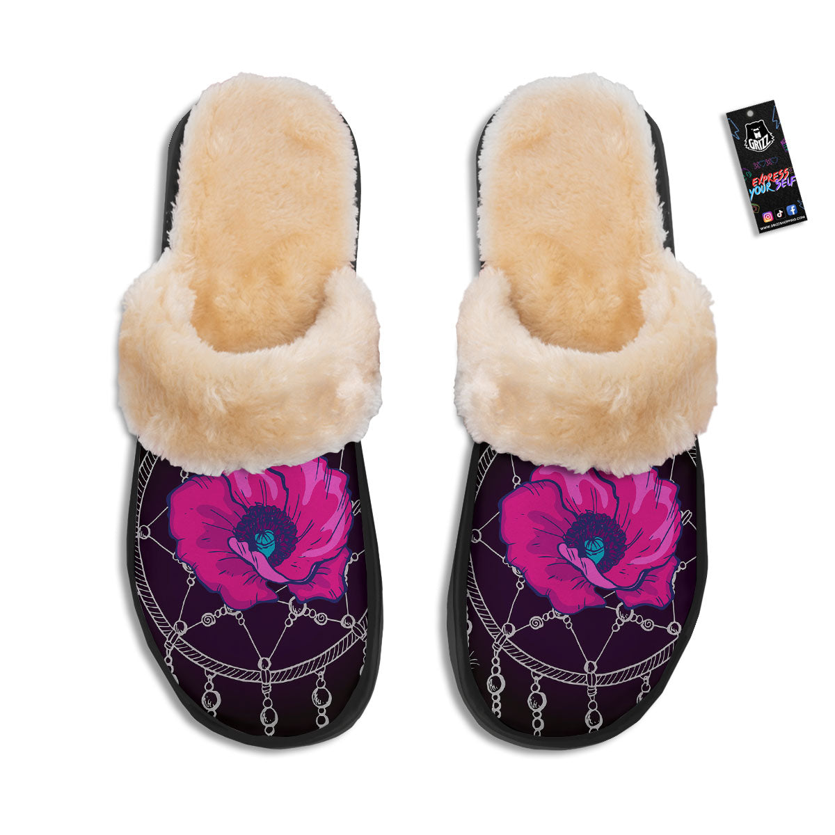 Dream Catcher Flower Bohemian Print Slippers-grizzshop