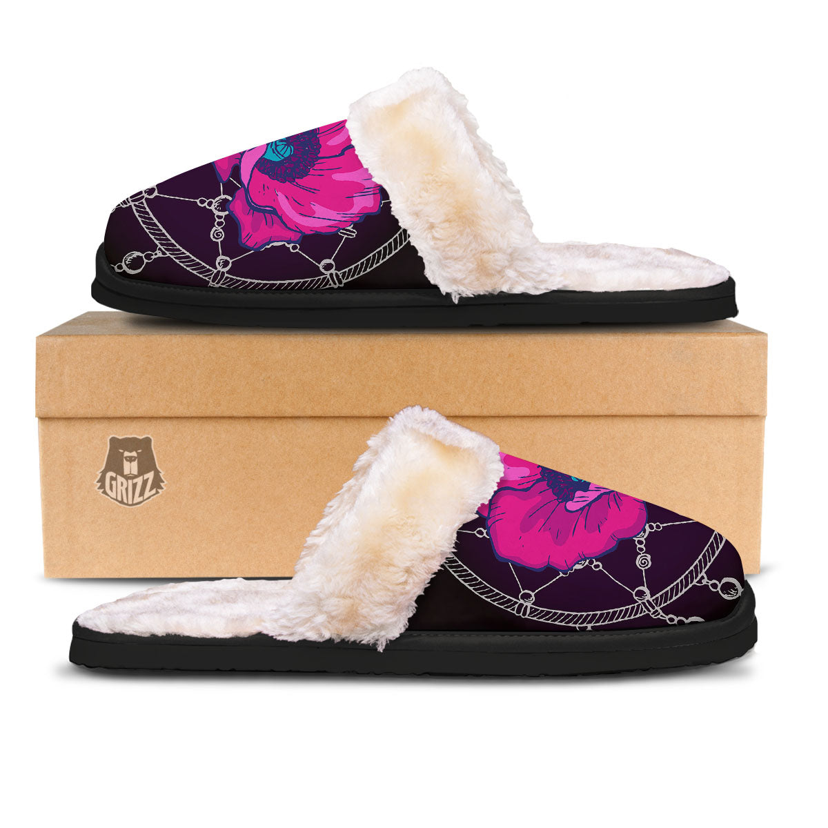 Dream Catcher Flower Bohemian Print Slippers-grizzshop