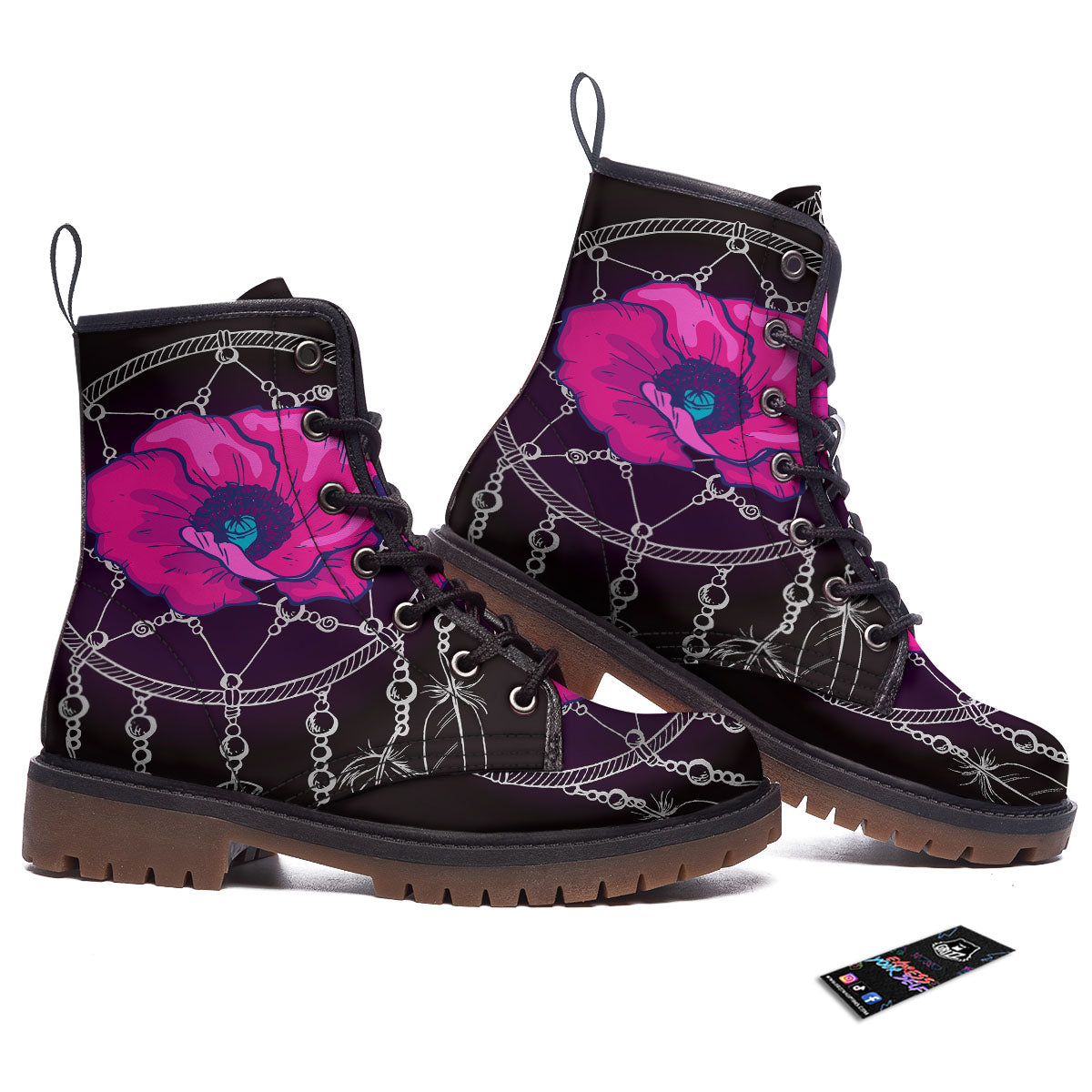 Dream Catcher Flower Bohemian Print Work Boots-grizzshop