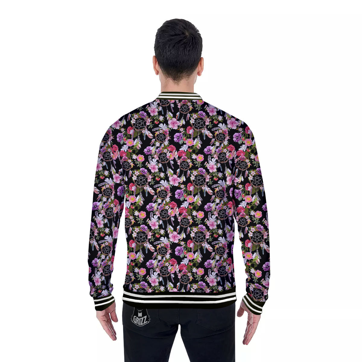Dream Catcher Flower Print Pattern Baseball Jacket-grizzshop