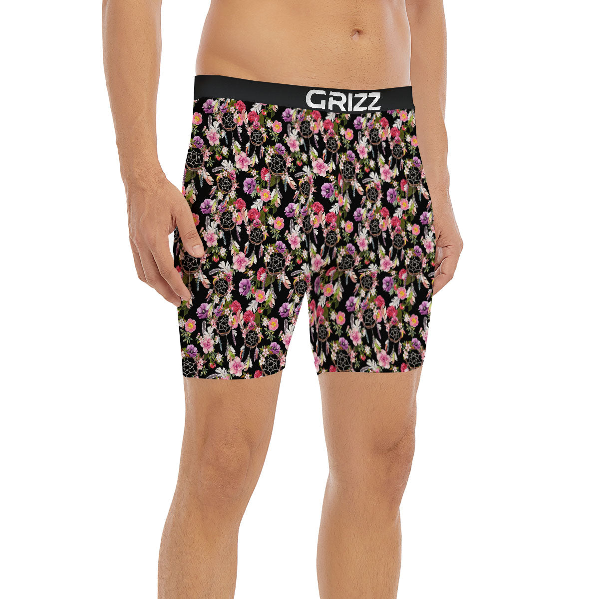 Dream Catcher Flower Print Pattern Boxer Briefs-grizzshop