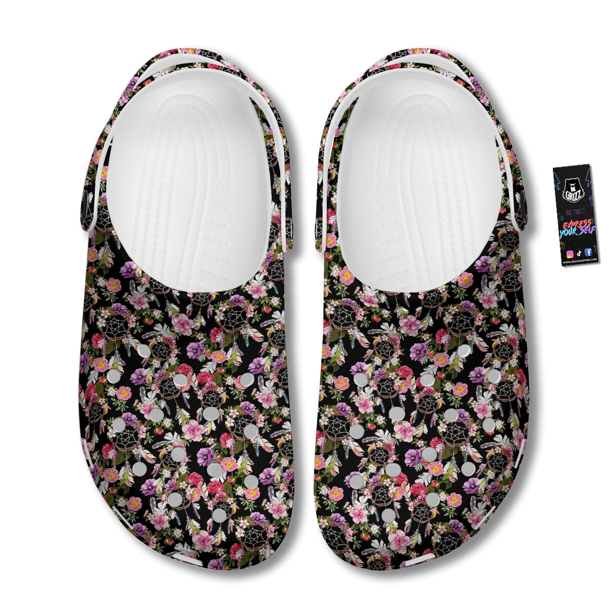 Dream Catcher Flower Print Pattern Clog-grizzshop