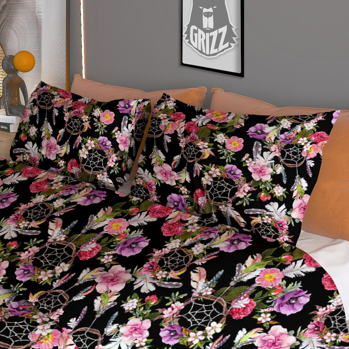 Dream Catcher Flower Print Pattern Duvet Cover Bedding Set-grizzshop