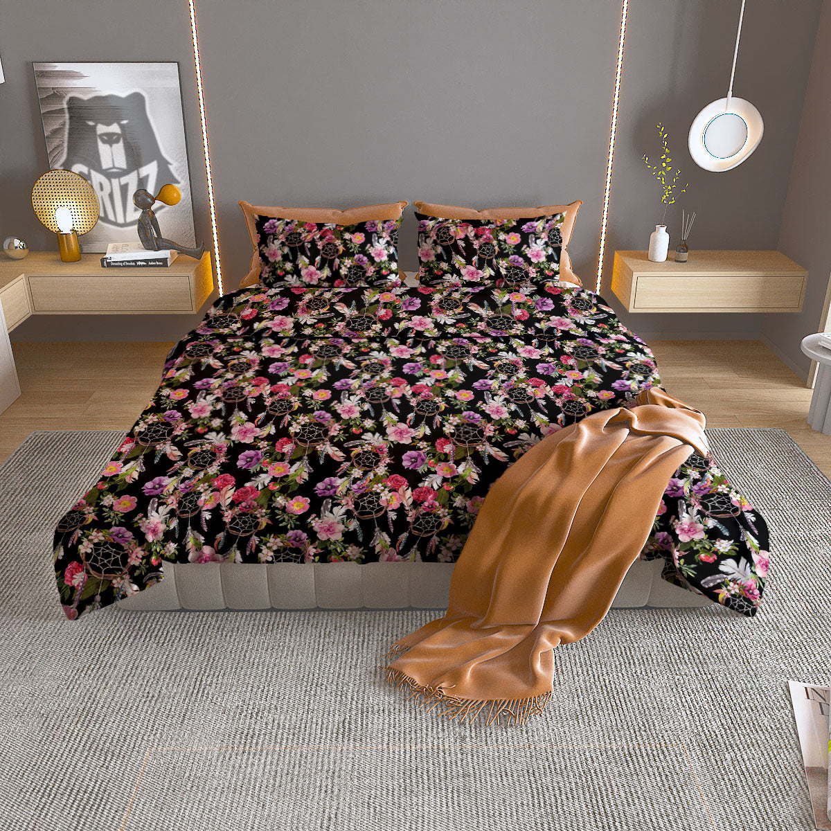 Dream Catcher Flower Print Pattern Duvet Cover Bedding Set-grizzshop