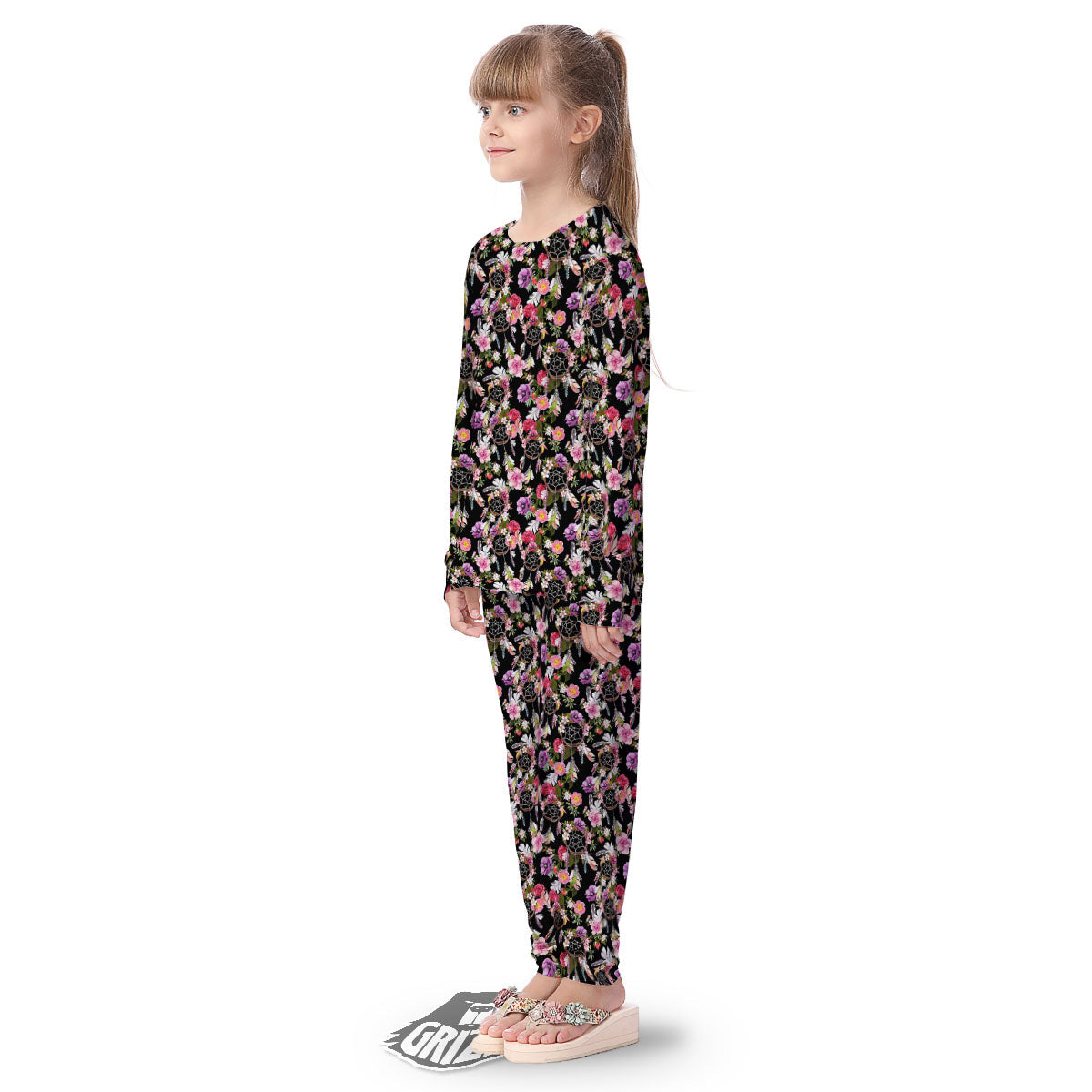 Dream Catcher Flower Print Pattern Kid's Pajamas-grizzshop