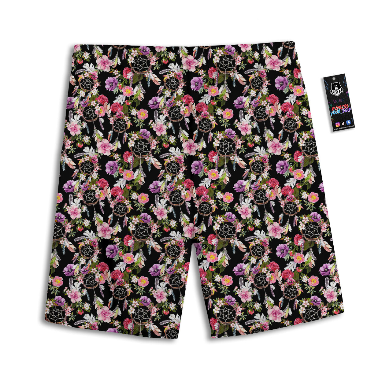 Dream Catcher Flower Print Pattern Men's Athletic Shorts-grizzshop