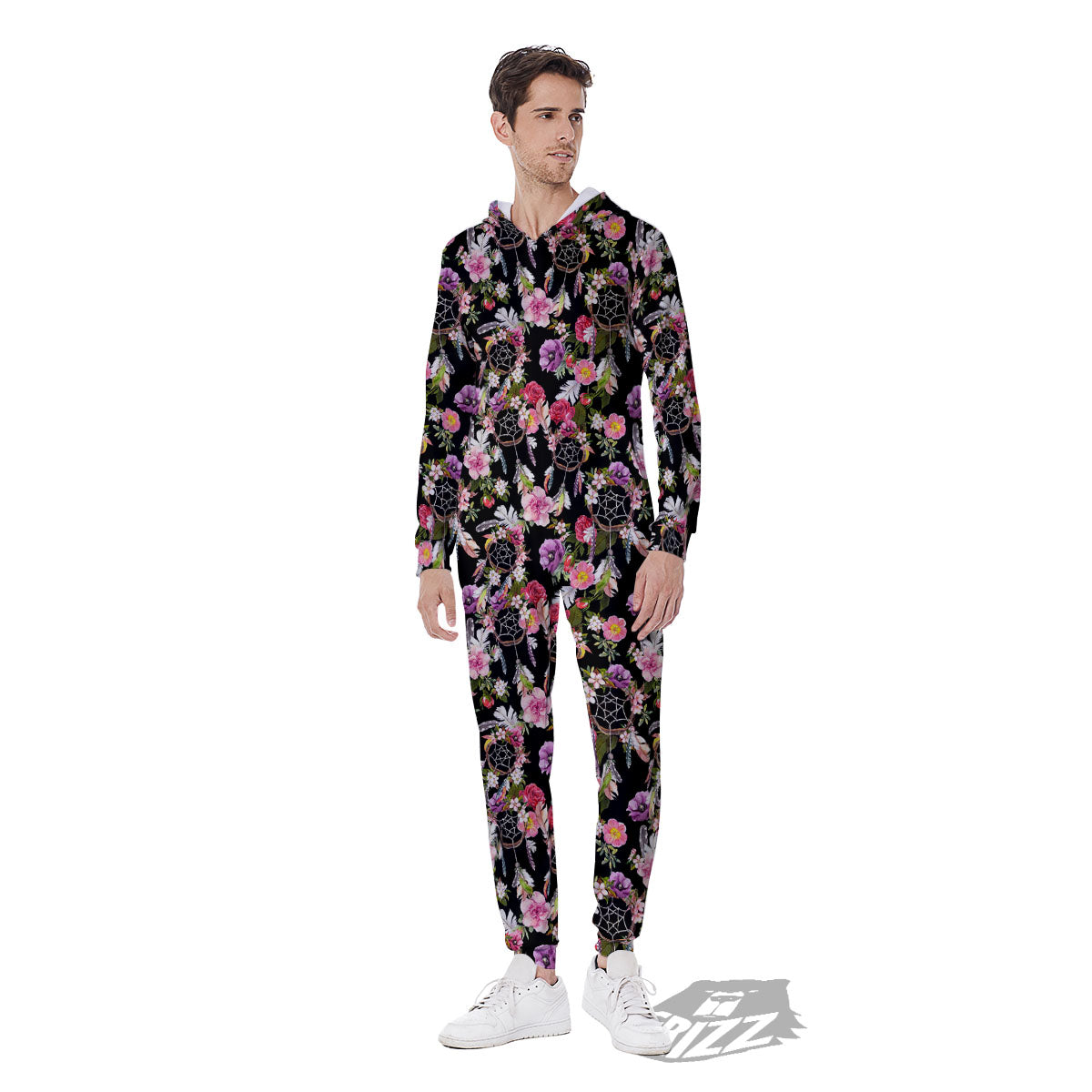 Dream Catcher Flower Print Pattern Men's Jumpsuit-grizzshop