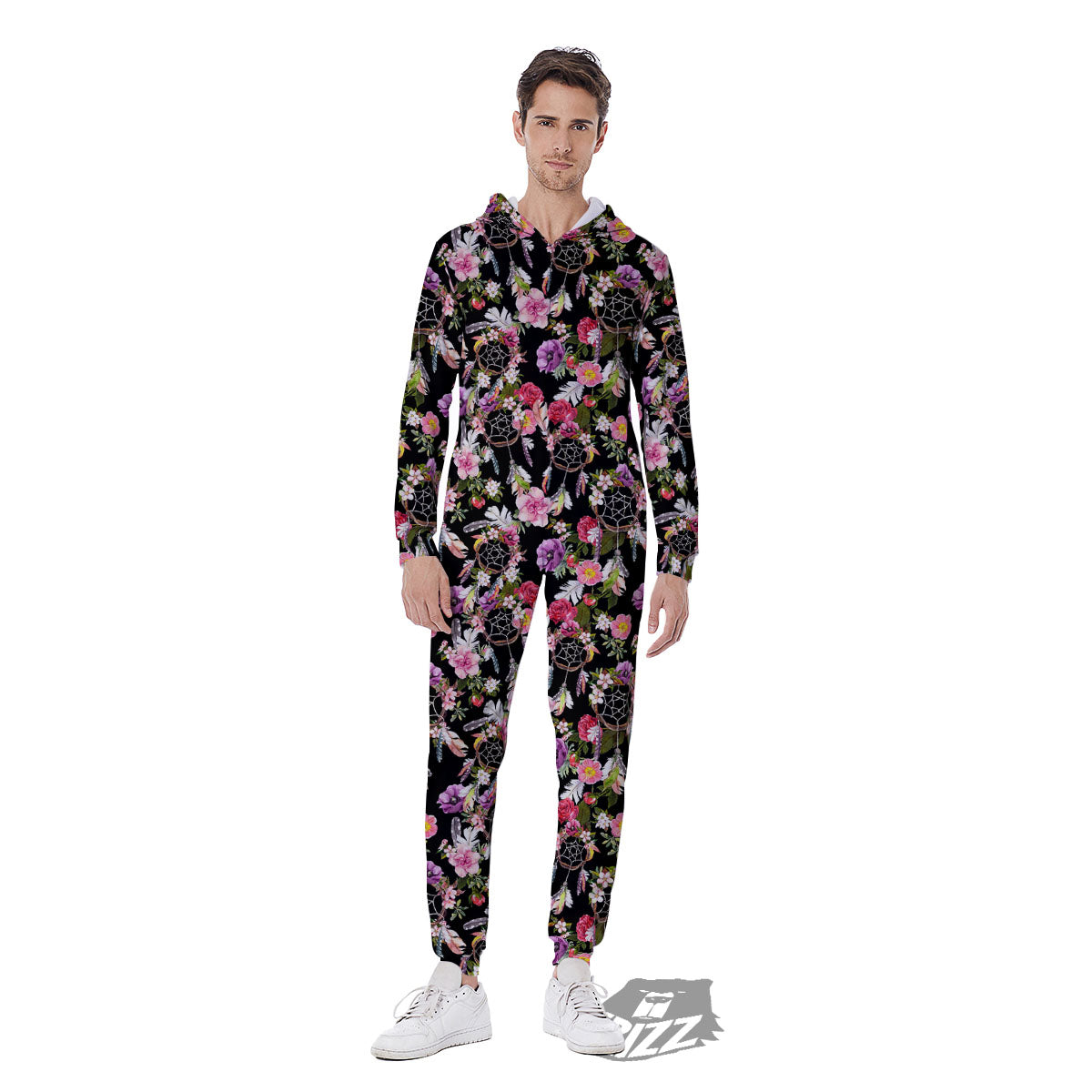 Dream Catcher Flower Print Pattern Men's Jumpsuit-grizzshop