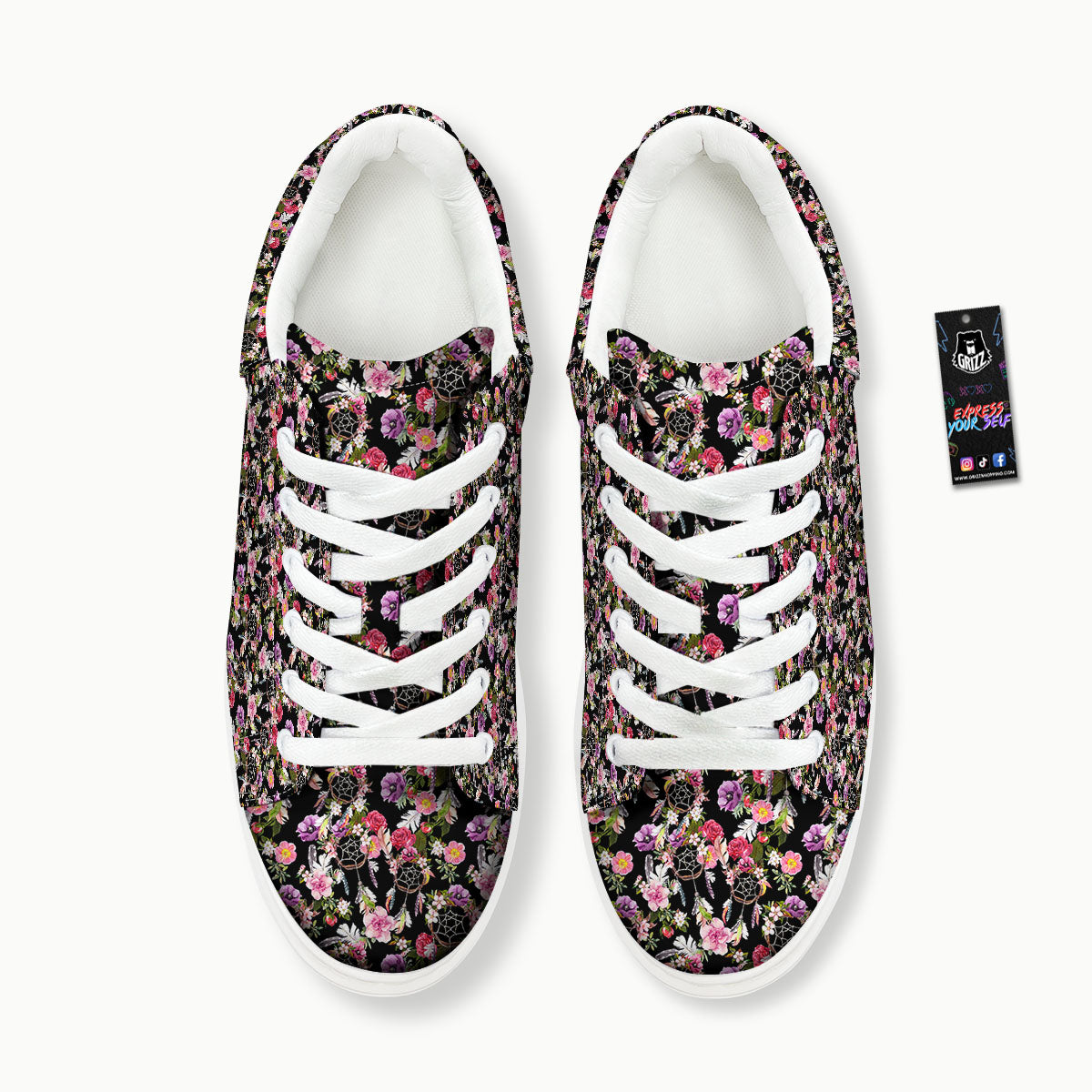 Dream Catcher Flower Print Pattern Platform Shoes-grizzshop