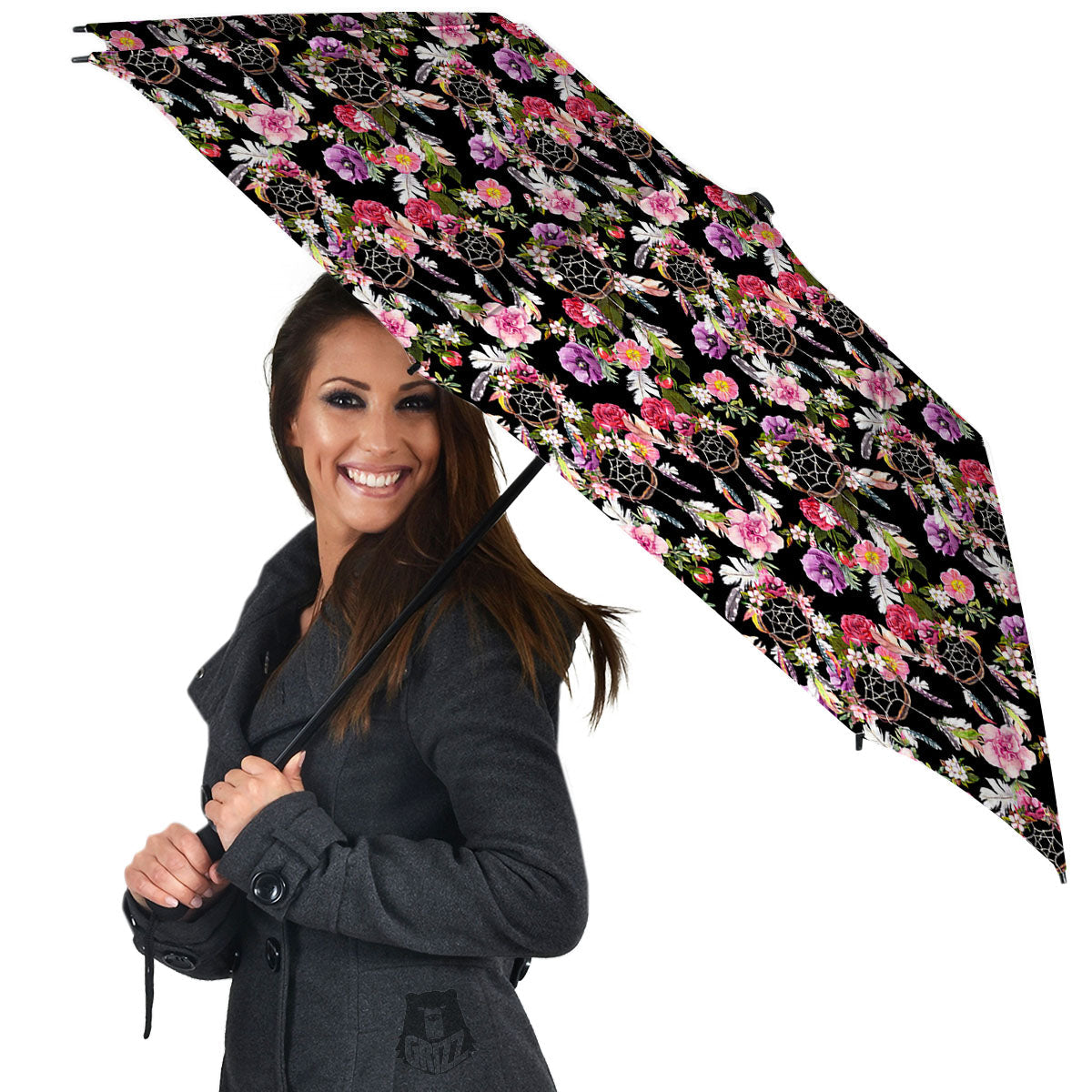 Dream Catcher Flower Print Pattern Umbrella-grizzshop
