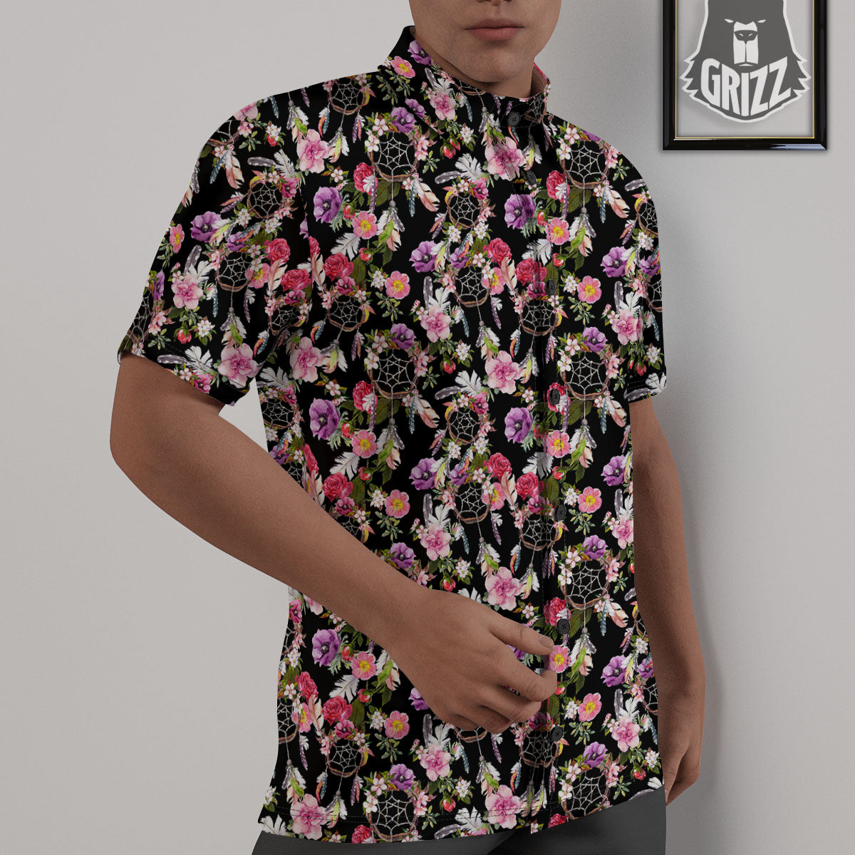 Dream Catcher Flower Print Pattern Untucked Shirts-grizzshop