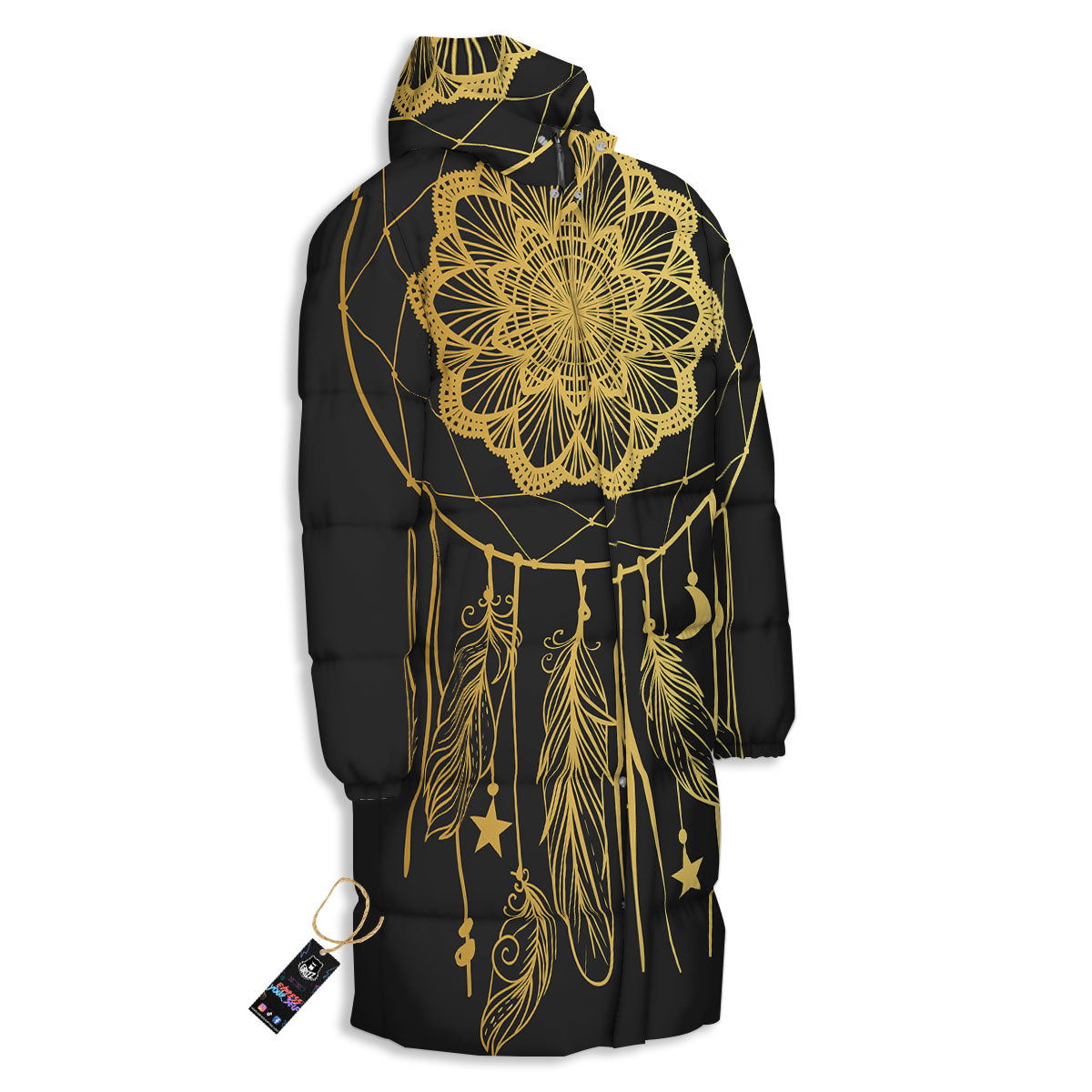 Dream Catcher Indian Tribal Print Long Down Jacket-grizzshop