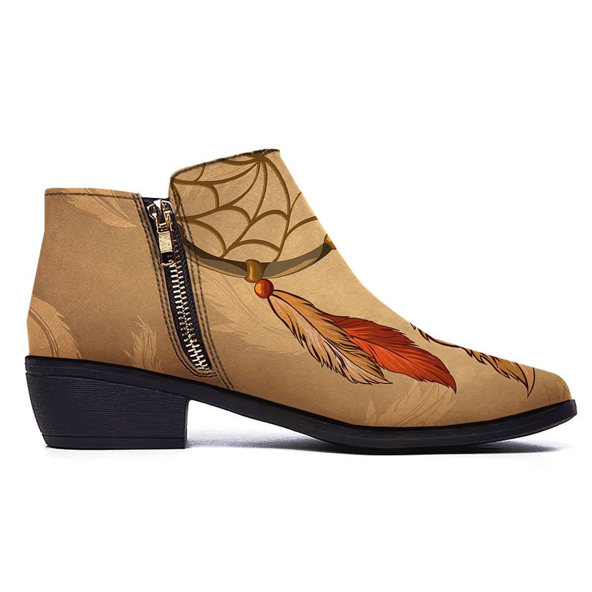 Dream Catcher Native American Print Ankle Boots-grizzshop