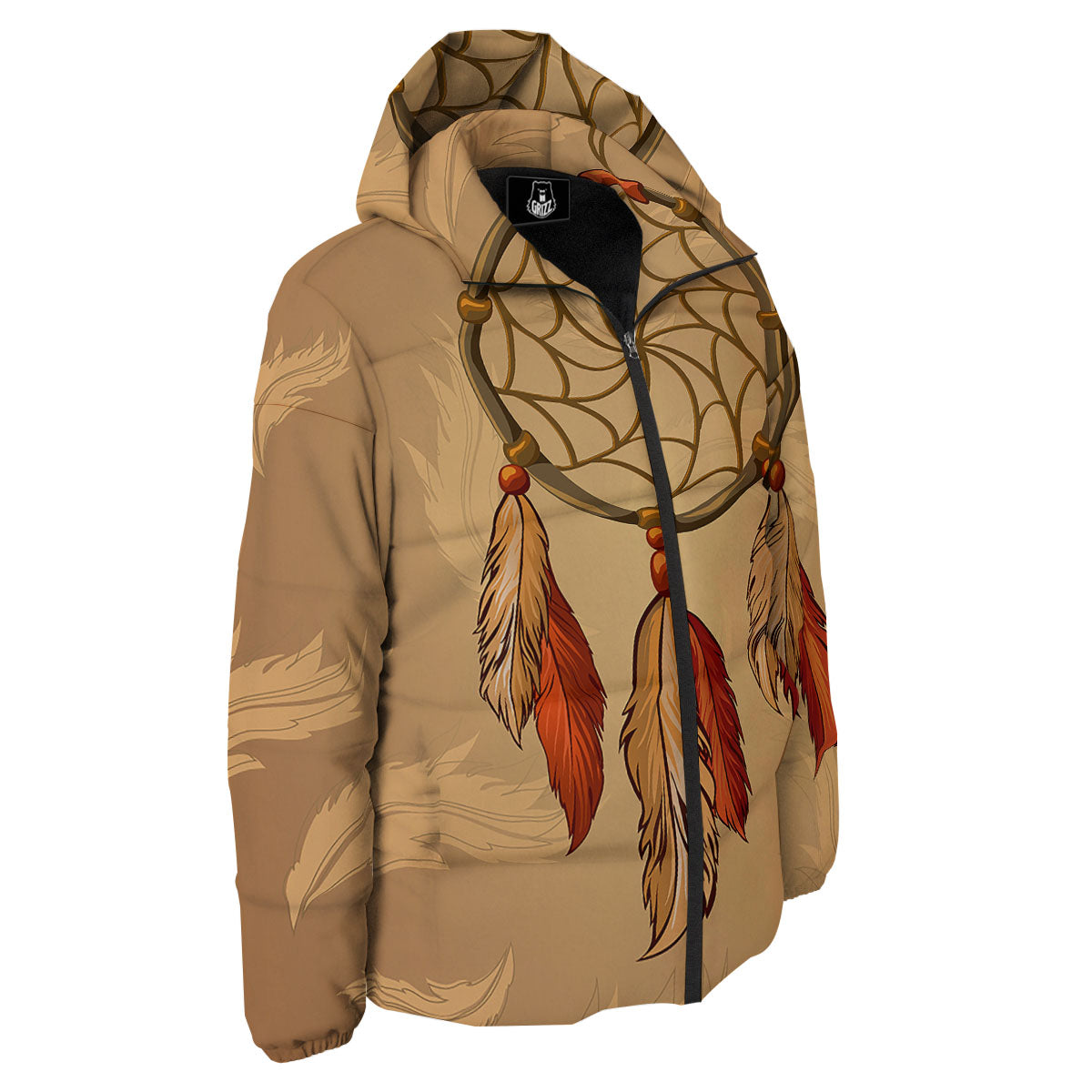 Dream Catcher Native American Print Down Jacket-grizzshop