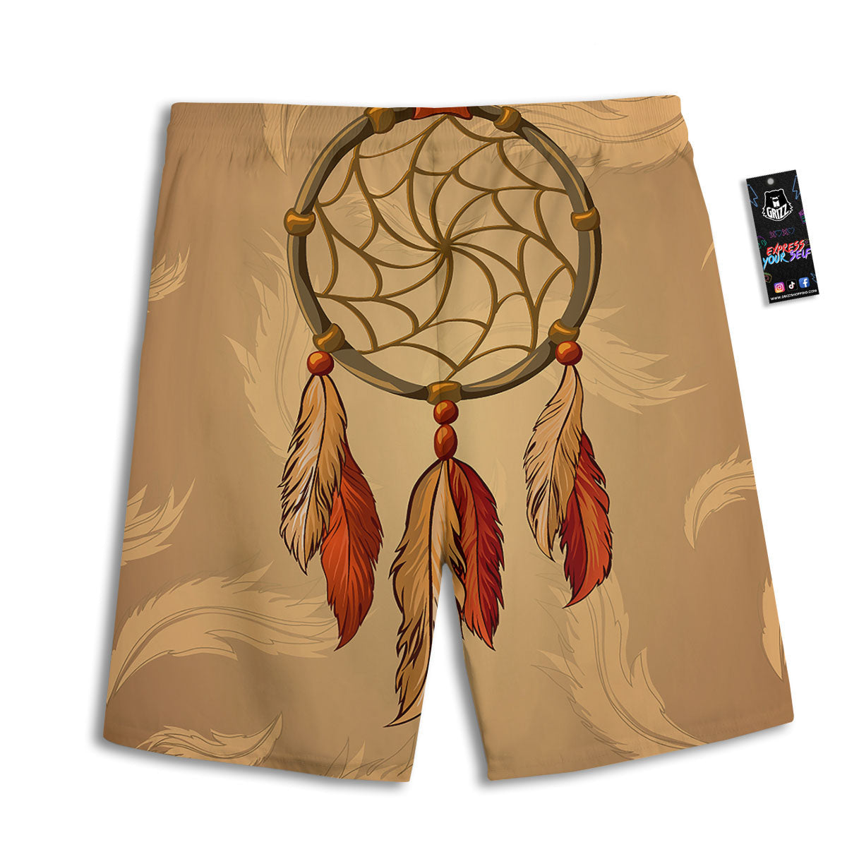 Dream Catcher Native American Print Men's Athletic Shorts