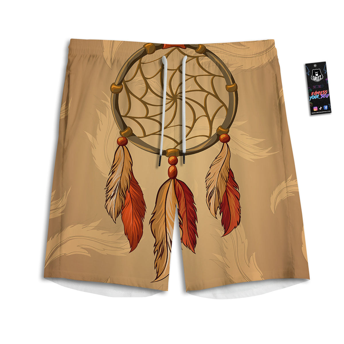 Dream Catcher Native American Print Men's Athletic Shorts