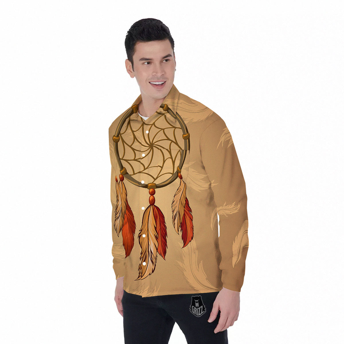 Dream Catcher Native American Print Men's Long Sleeve Shirts-grizzshop