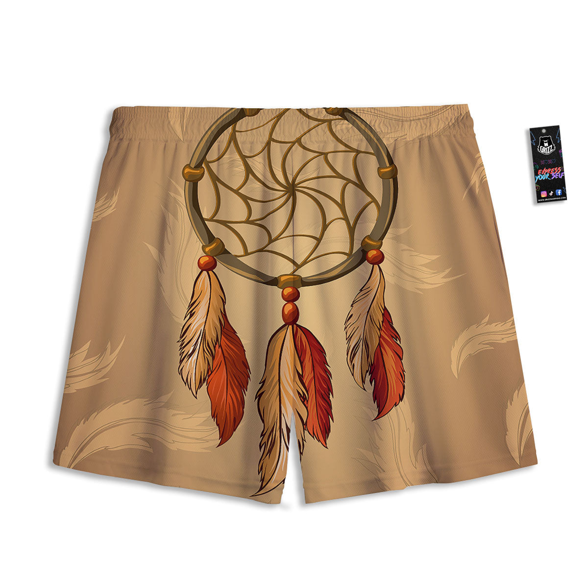 Dream Catcher Native American Print Mesh Shorts
