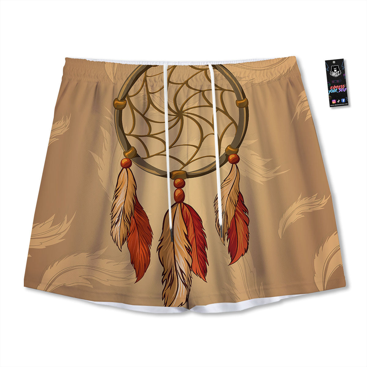 Dream Catcher Native American Print Mesh Shorts