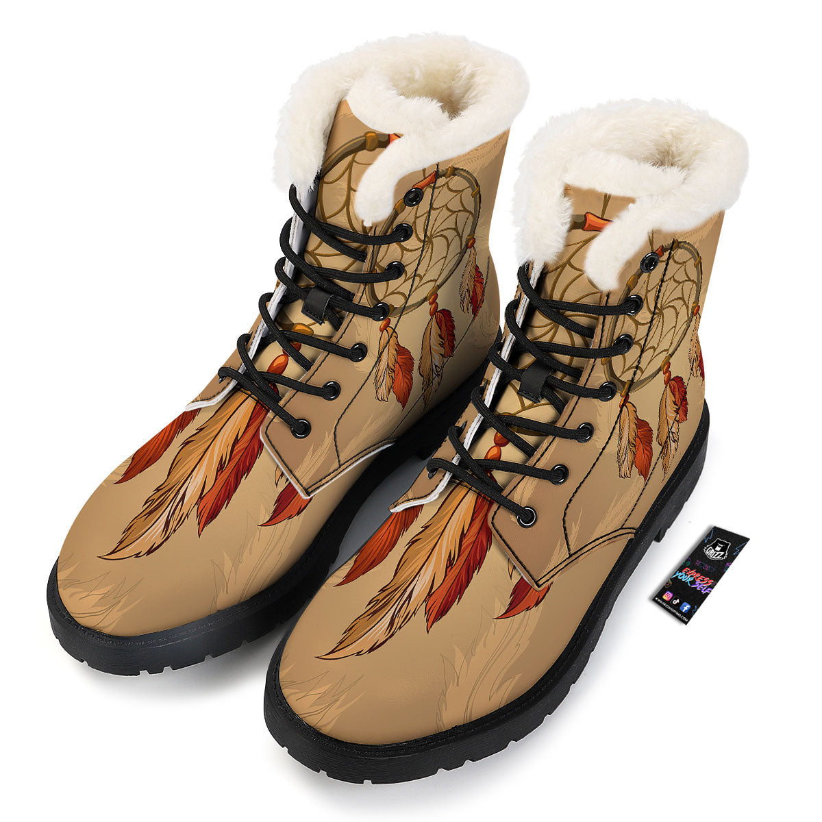 Dream Catcher Native American Print Winter Boots-grizzshop
