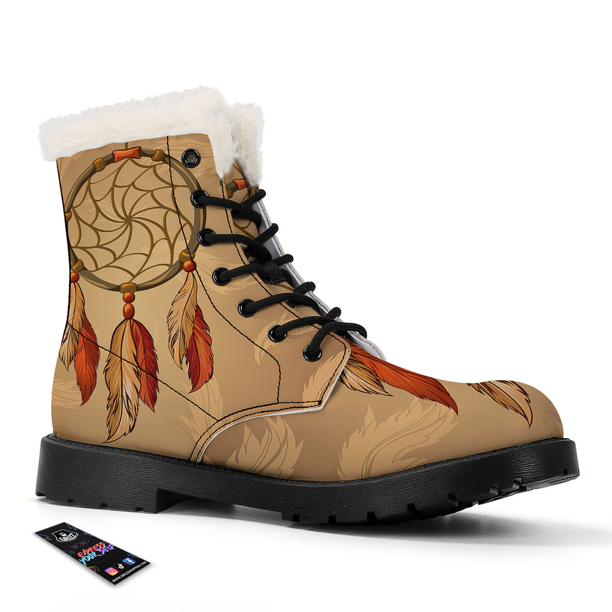Dream Catcher Native American Print Winter Boots-grizzshop