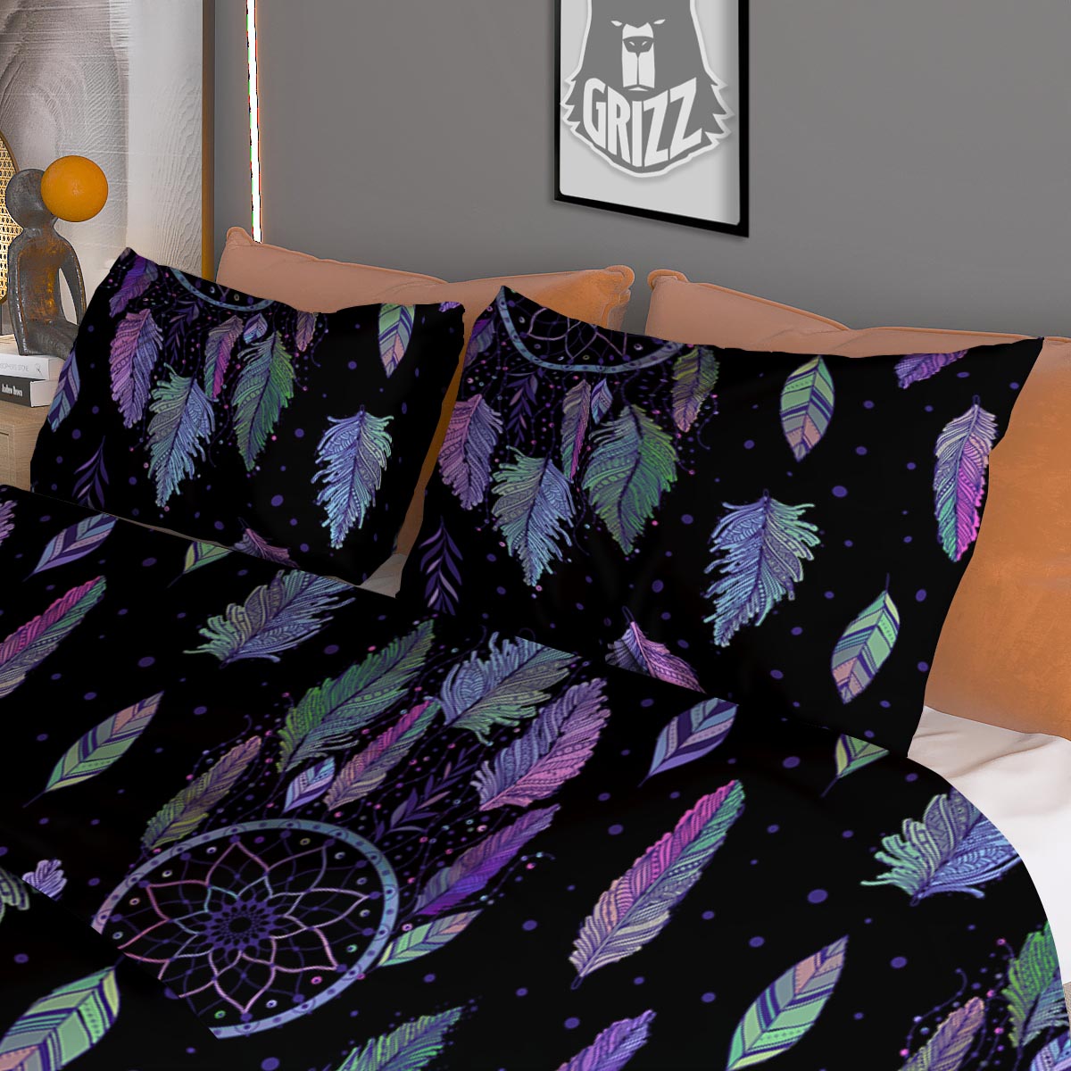 Dream Catcher Purple And Teal Print Pattern Duvet Cover Bedding Set
