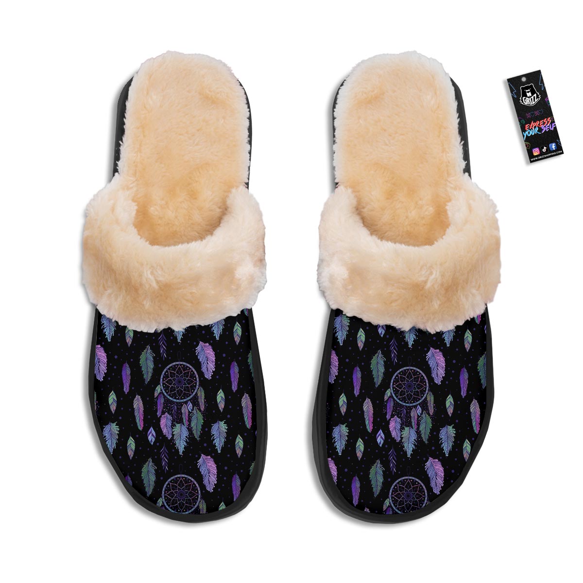 Dream Catcher Purple And Teal Print Pattern Slippers-grizzshop