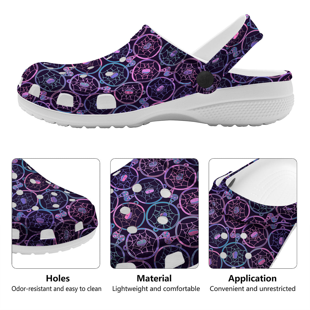 Dream Catcher Purple Boho Print Pattern Clog-grizzshop
