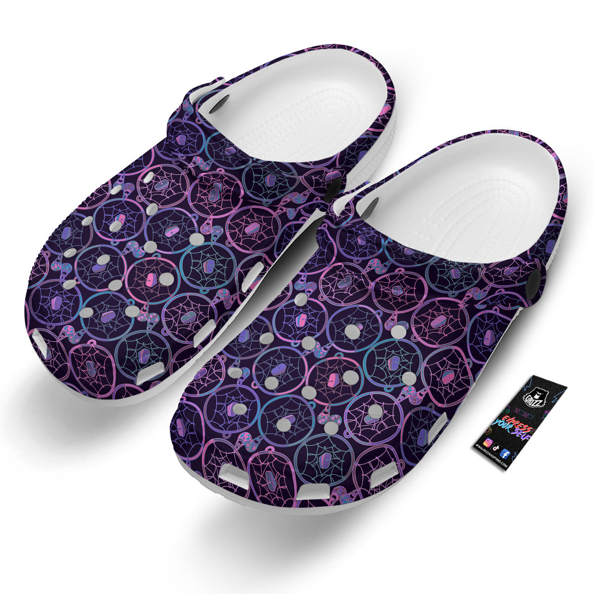 Dream Catcher Purple Boho Print Pattern Clog-grizzshop