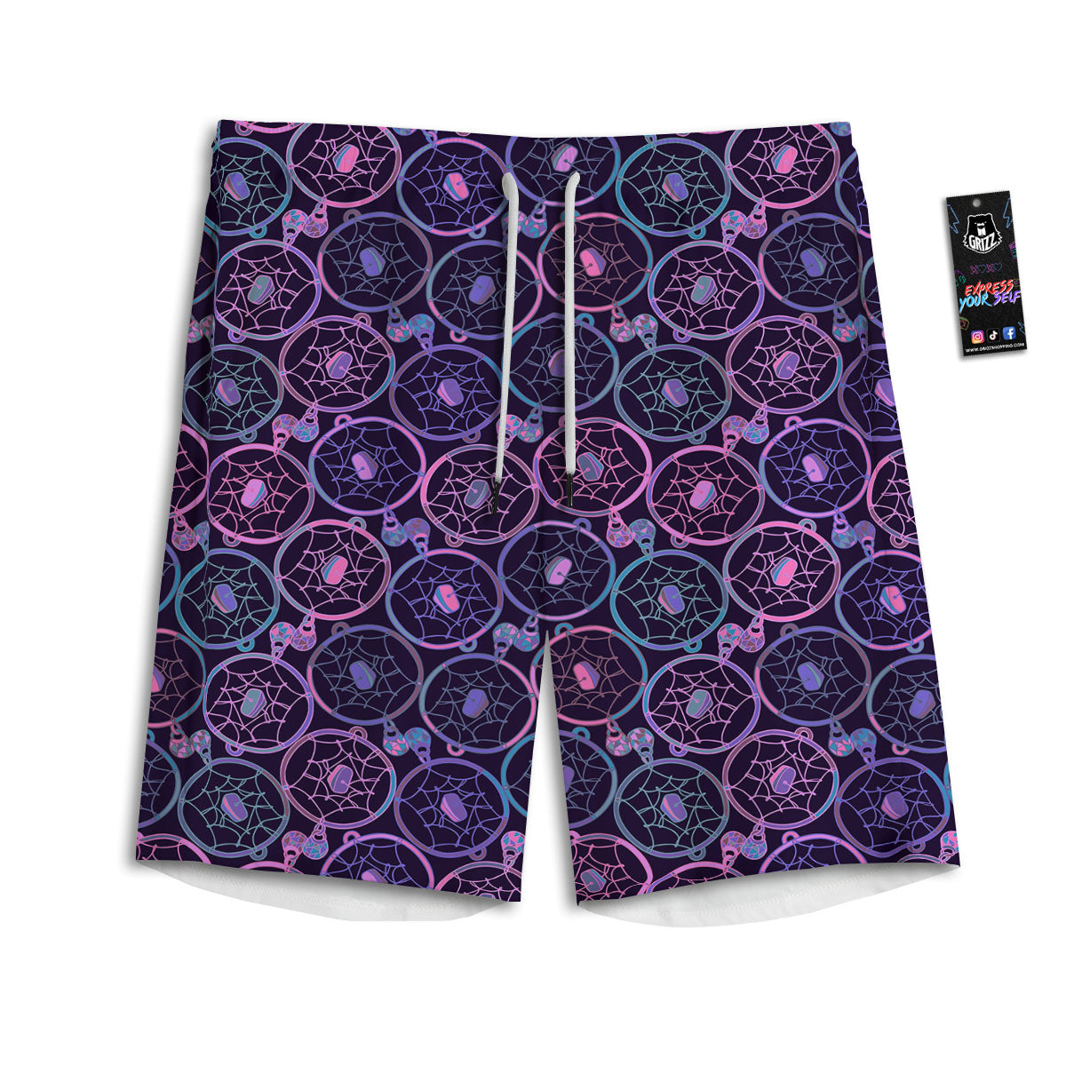 Dream Catcher Purple Boho Print Pattern Men's Athletic Shorts
