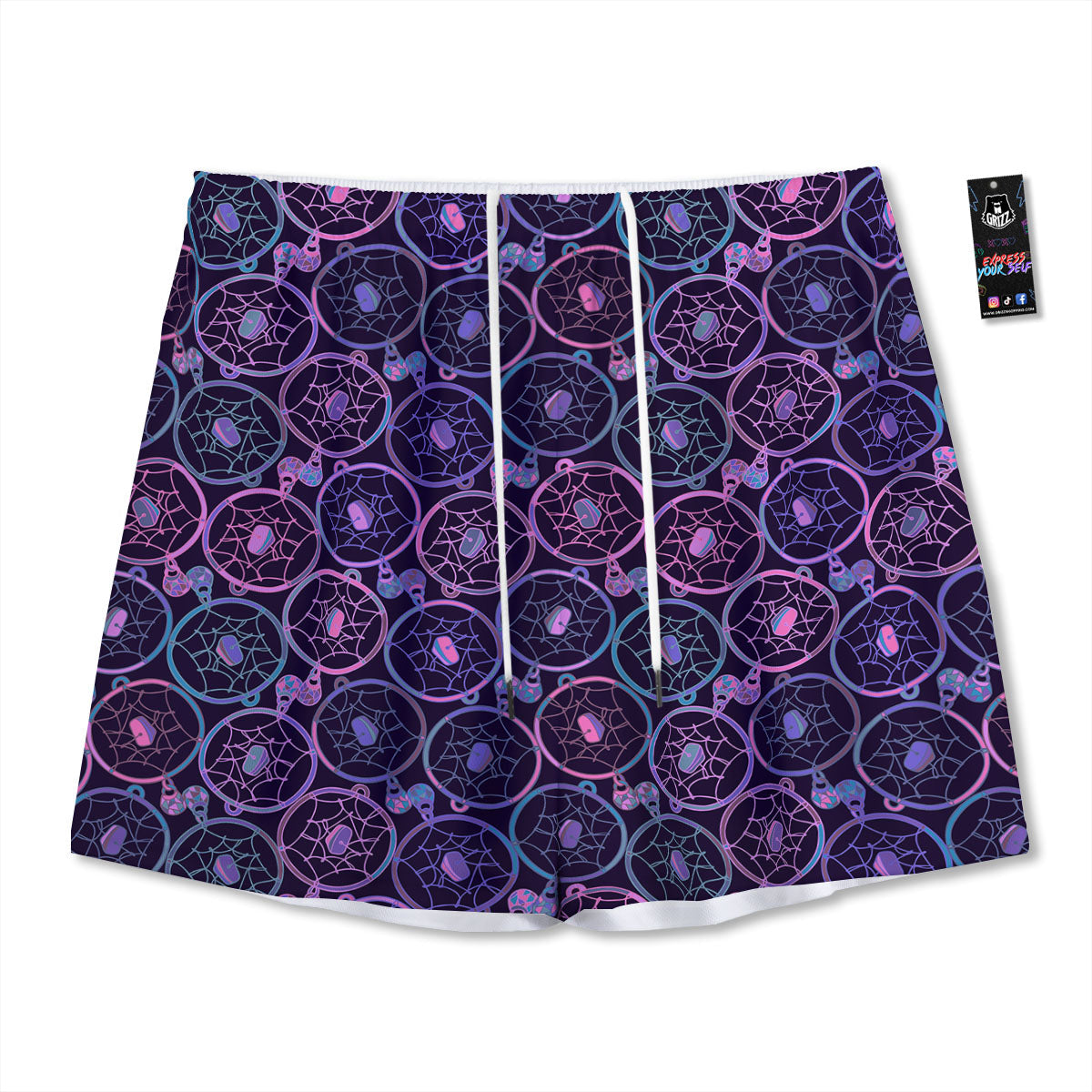 Dream Catcher Purple Boho Print Pattern Mesh Shorts