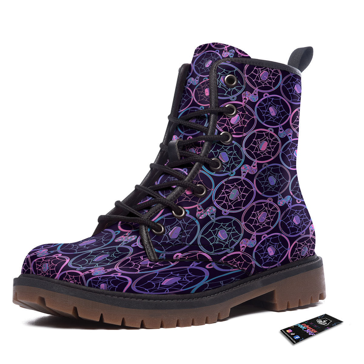Dream Catcher Purple Boho Print Pattern Work Boots-grizzshop