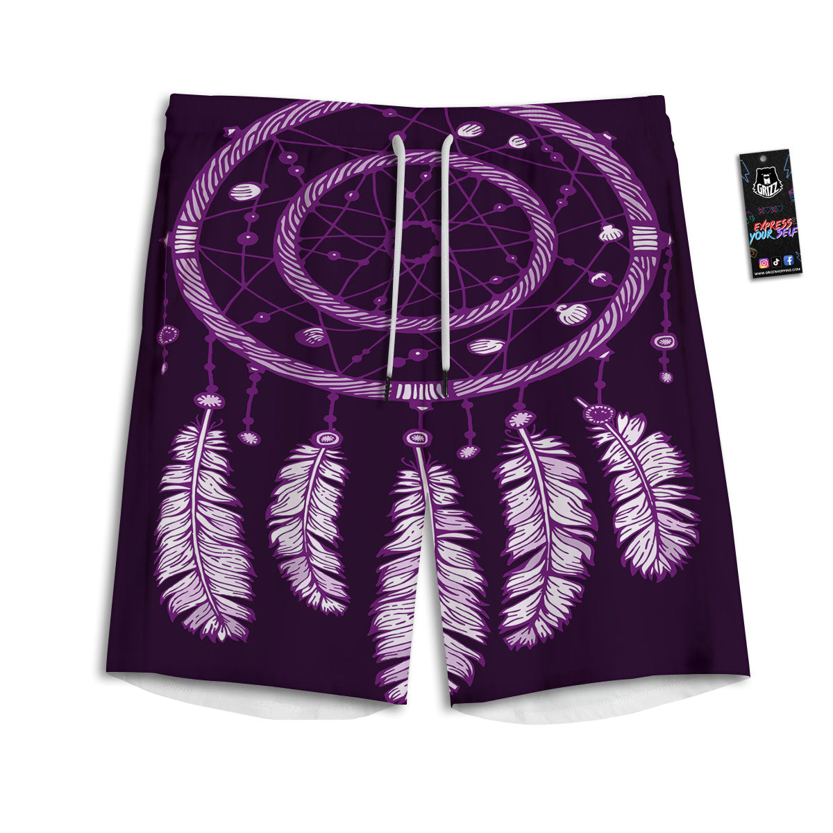 Dream Catcher Purple Indian Print Men's Athletic Shorts