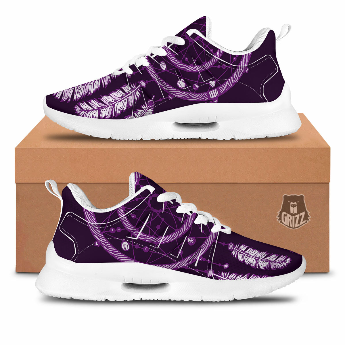 Dream Catcher Purple Indian Print Tennis Shoes-grizzshop