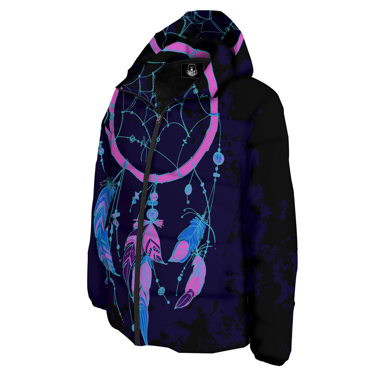 Dream Catcher Purple Native Print Down Jacket-grizzshop