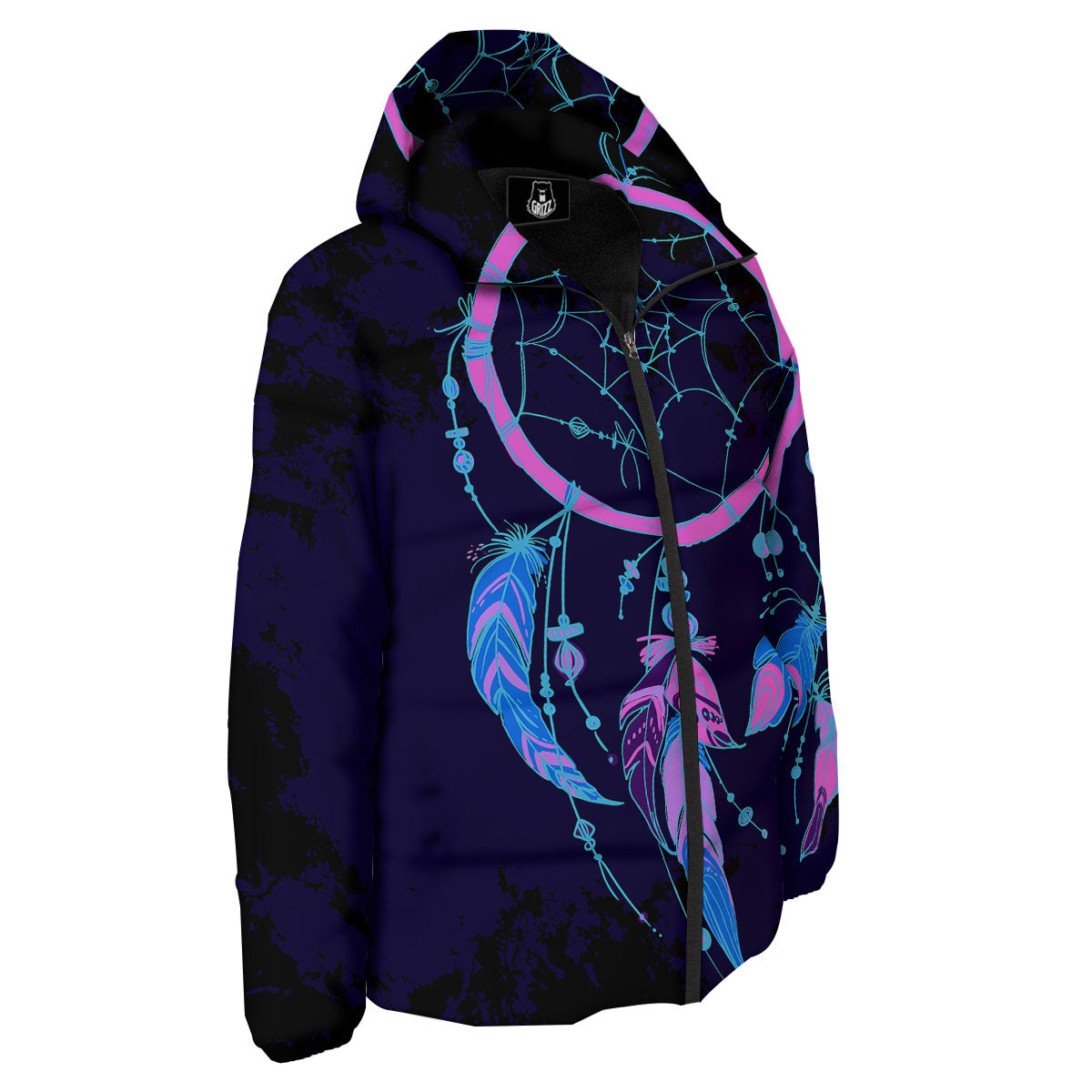 Dream Catcher Purple Native Print Down Jacket-grizzshop