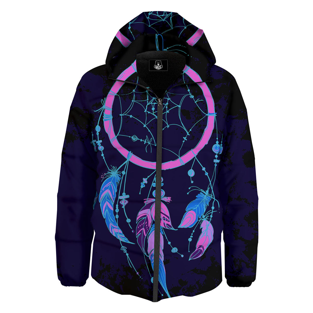Dream Catcher Purple Native Print Down Jacket-grizzshop