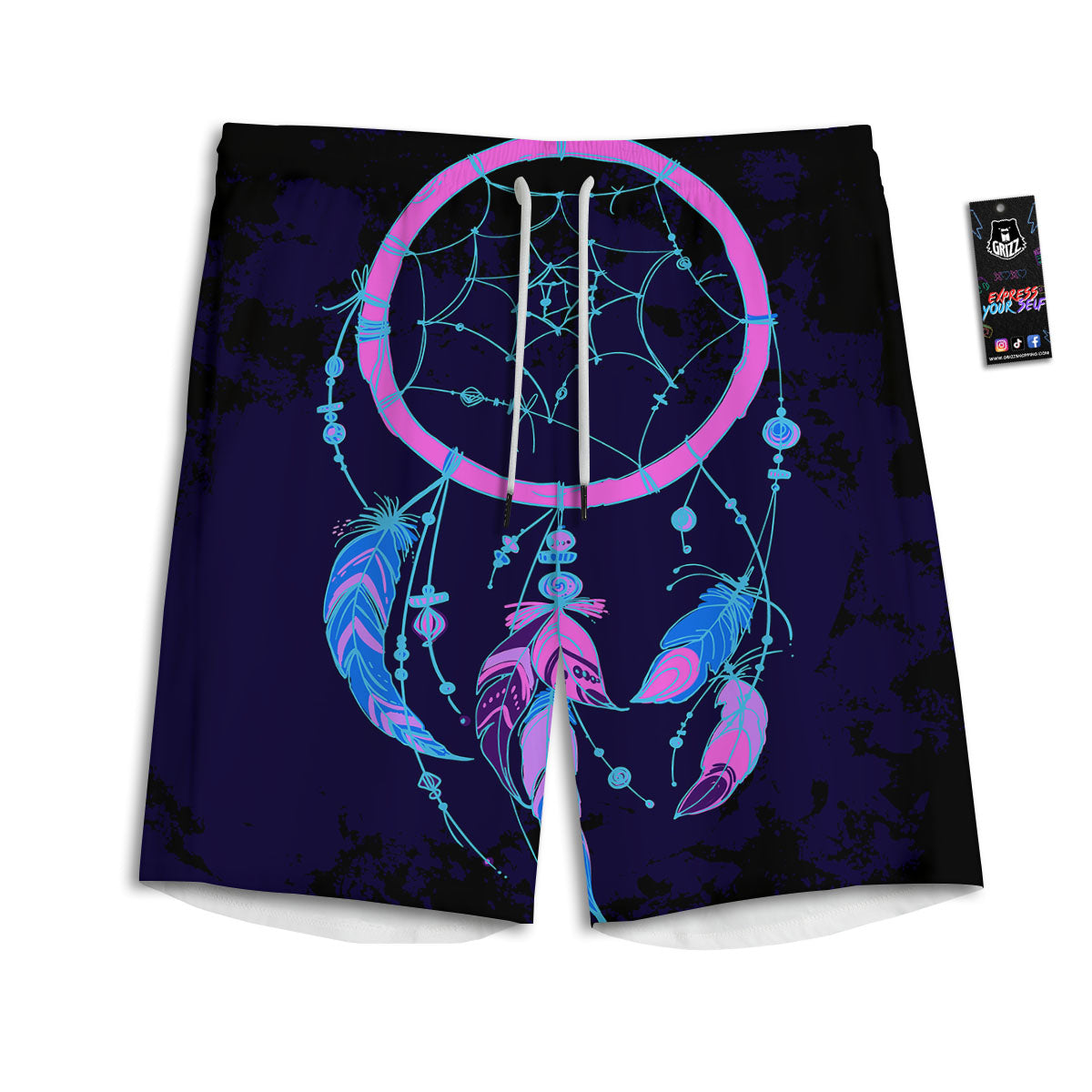 Dream Catcher Purple Native Print Men's Athletic Shorts