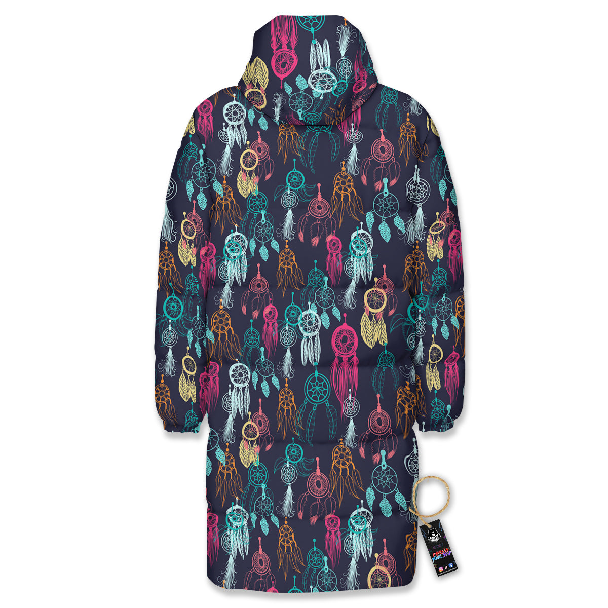 Dream Catcher Vintage Print Pattern Long Down Jacket-grizzshop