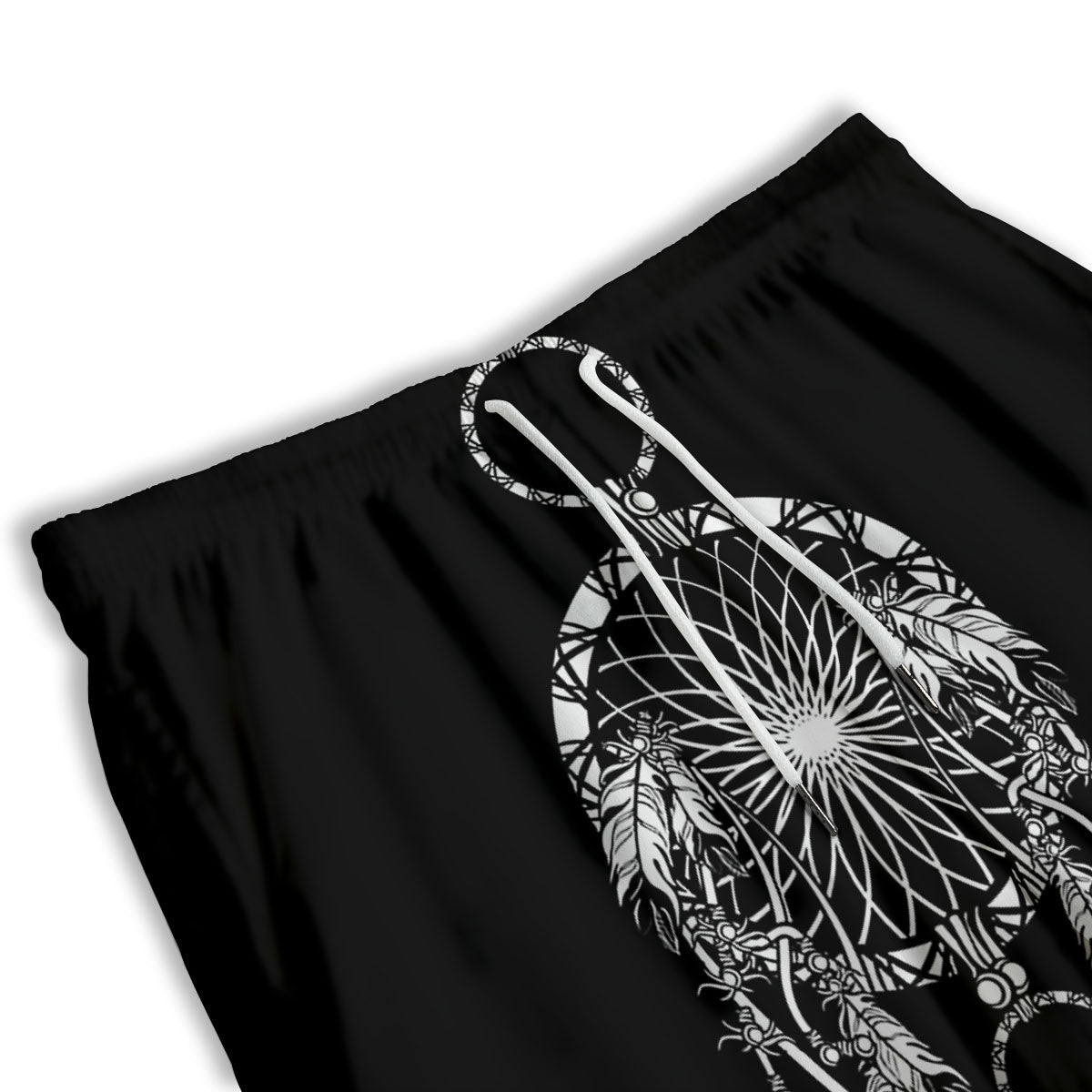 Dream Catcher White And Black Print Men's Athletic Shorts