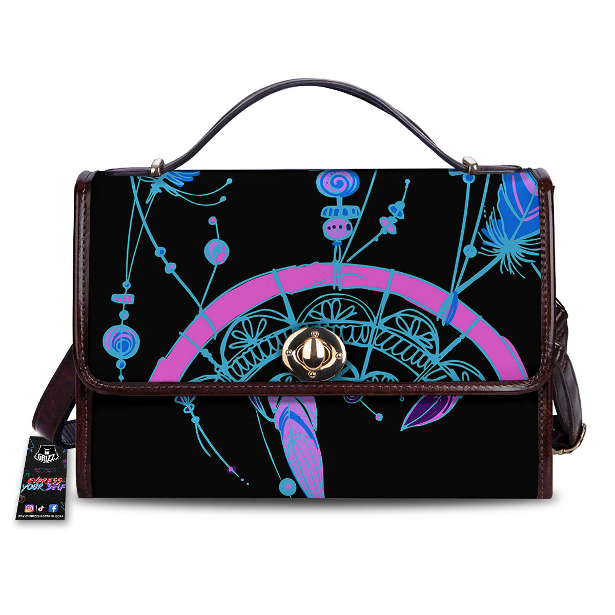 Dream Catcher Blue And Purple Black Print Women's Satchel Bag
