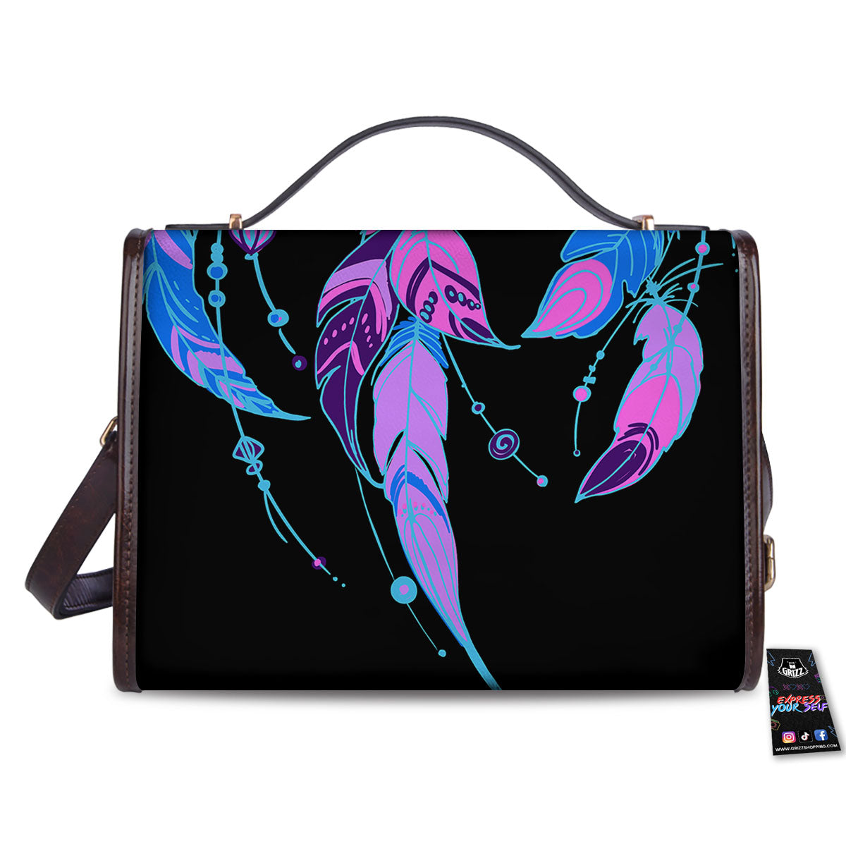 Dream Catcher Blue And Purple Black Print Women's Satchel Bag