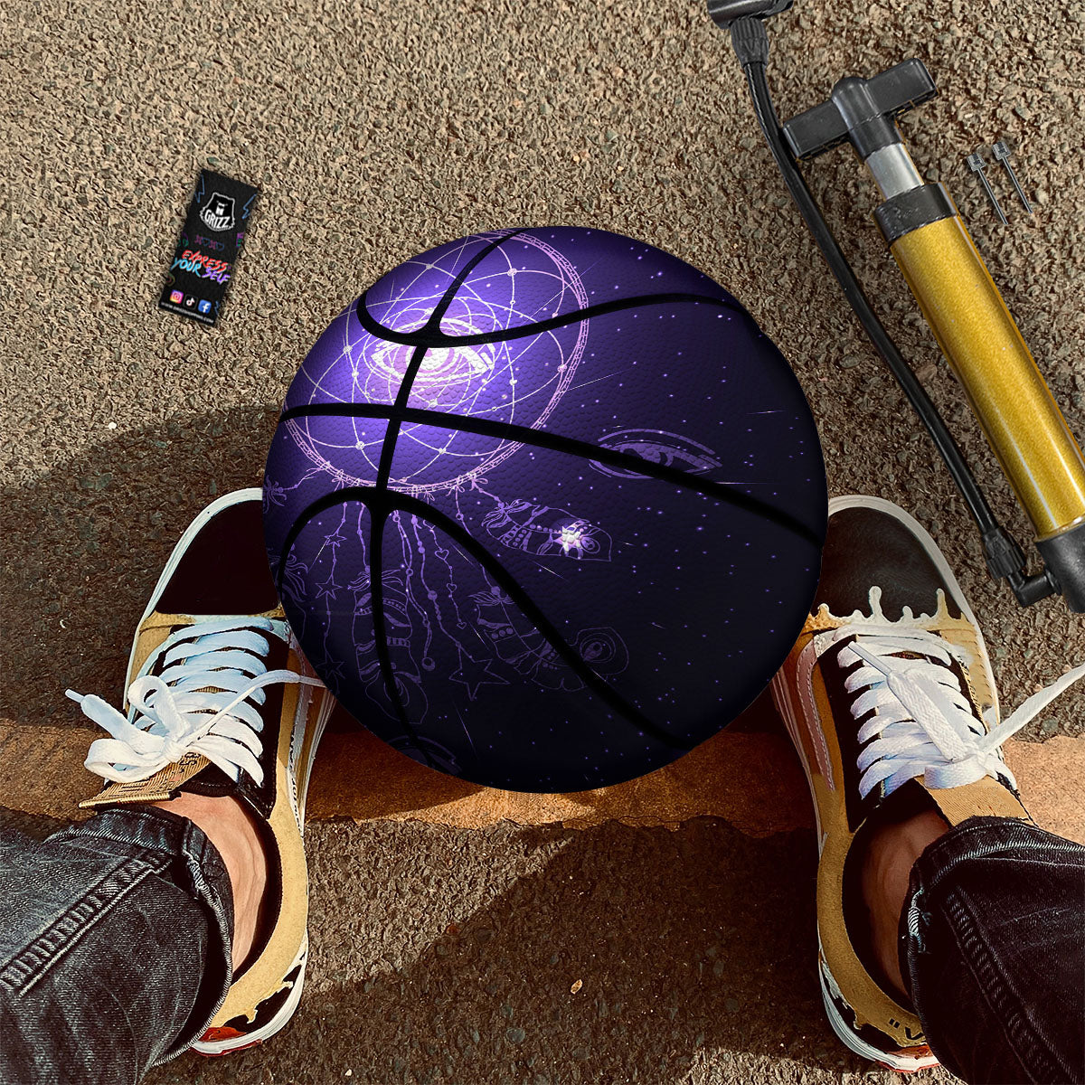 DNA Yellow And White Print Pattern Basketball