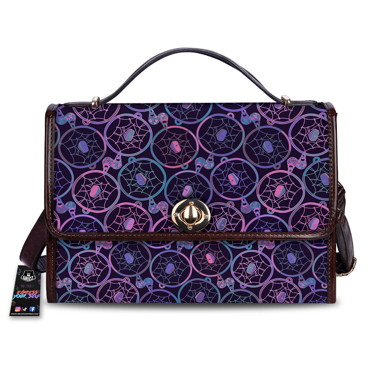 Dream Catcher Purple Boho Print Pattern Women's Satchel Bag