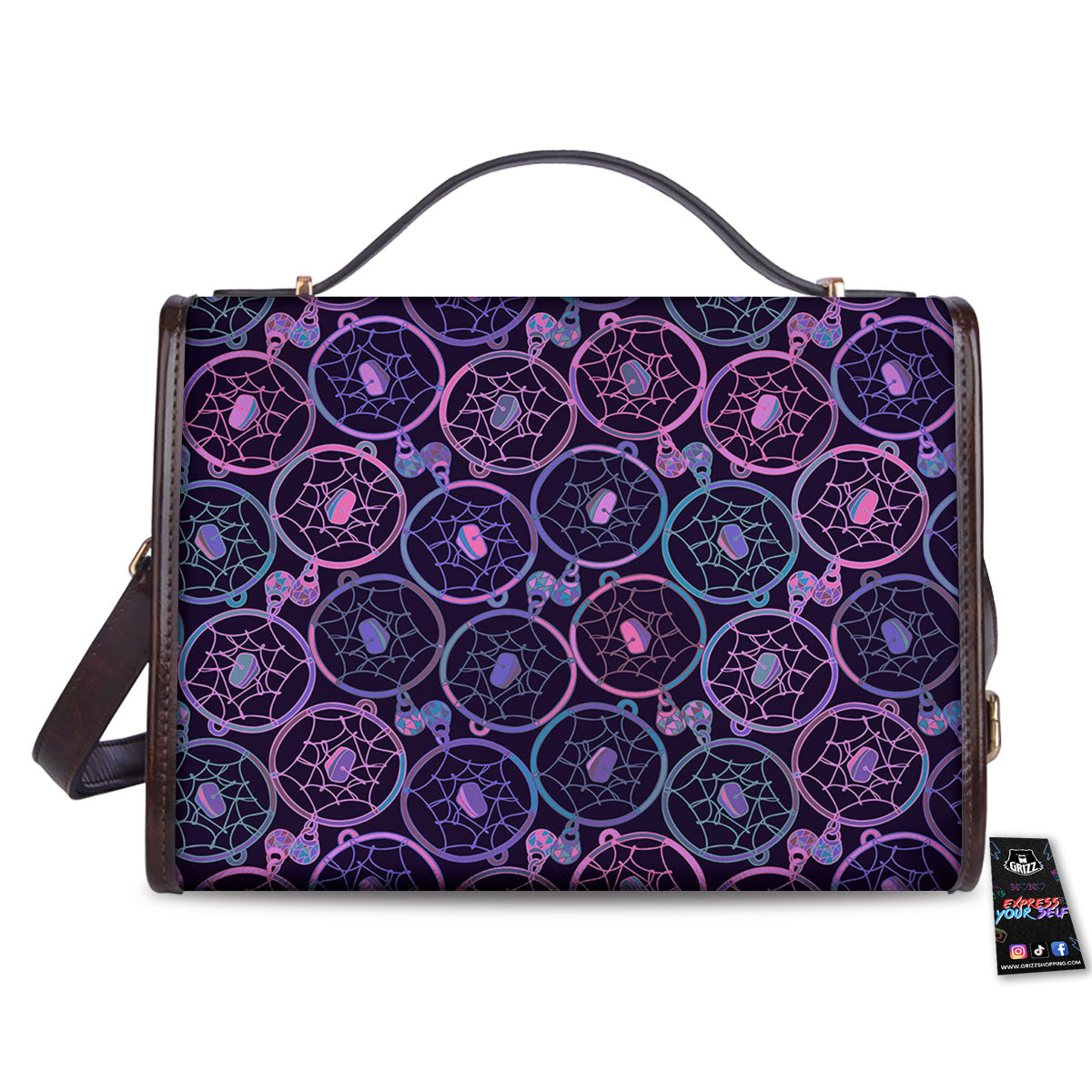 Dream Catcher Purple Boho Print Pattern Women's Satchel Bag