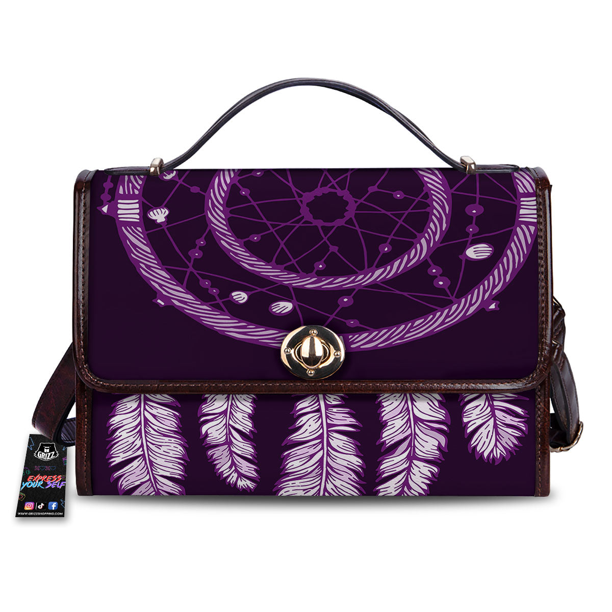 Dream Catcher Purple Indian Print Women's Satchel Bag