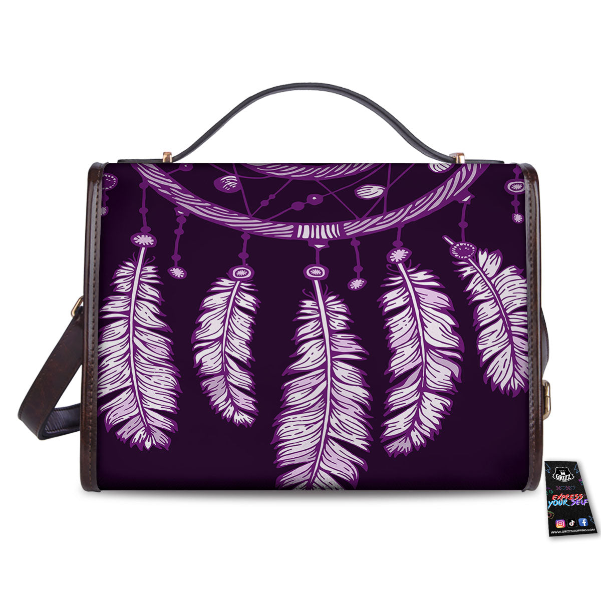 Dream Catcher Purple Indian Print Women's Satchel Bag