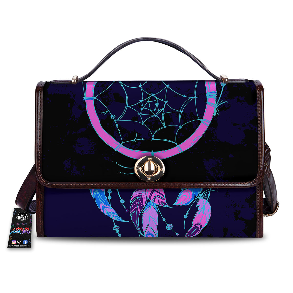 Dream Catcher Purple Native Print Women's Satchel Bag