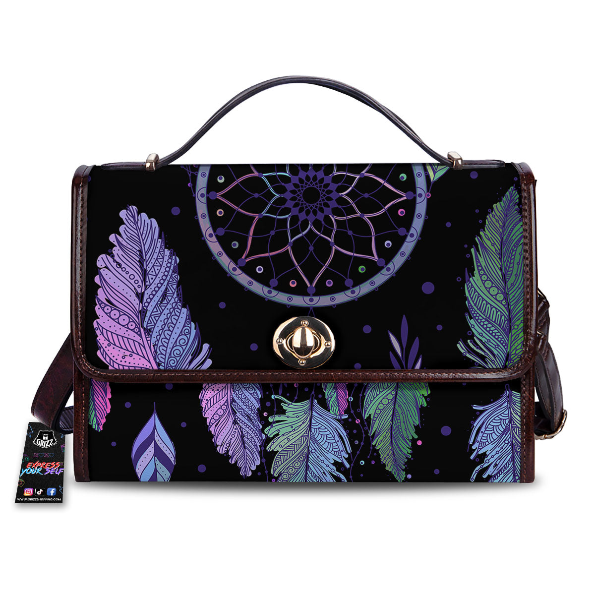 Dream Catcher Teal And Purple Print Women's Satchel Bag