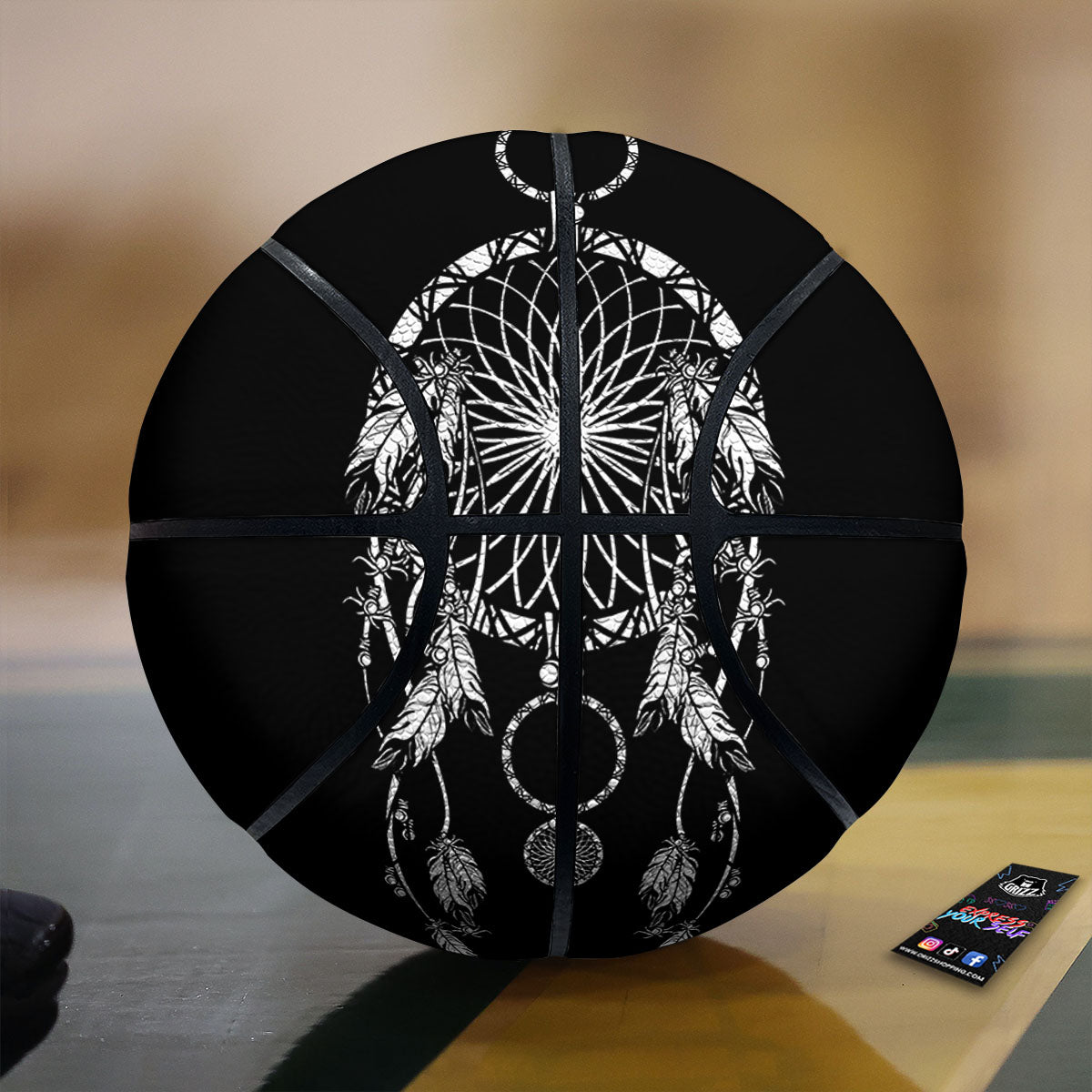 Dream Catcher White And Black Print Basketball